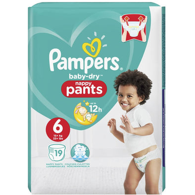 PAMPERS BABY DRY NAPPY PANTS SIZE 6 19'S
