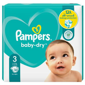 PAMPERS NAPPIES BABY DRY SIZE 3 30'S