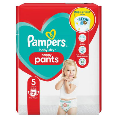 PAMPERS BABY DRY NAPPY PANTS SIZE 5 21'S