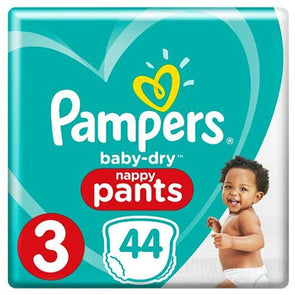 PAMPERS BABY DRY NAPPY PANTS SIZE 3 44'S