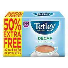 TETLEY TEA BAGS DECAF 120'S 50% EXTRA FREE 0% VAT