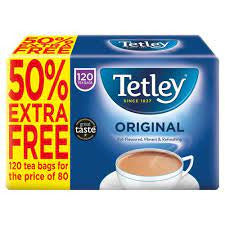 TETLEY TEA BAGS ORIGNAL 120'S 50% EXTRA FREE 0% VAT