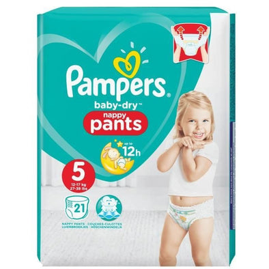 PAMPERS BABY DRY NAPPY PANTS SIZE 5 21'S
