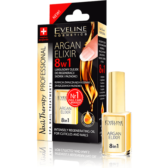 Eveline Cosmetics Argan Elixir 8 In 1 Intensely Regenerating Oil for Cuticles and Nails